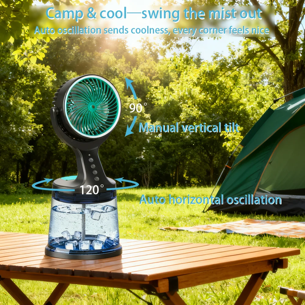 Portable Outdoor HotelHousehold Water Mist Fan EnergyEficient Oscillating Rechargeable DC 12V Floor Standing SmallAppliance - Image 4