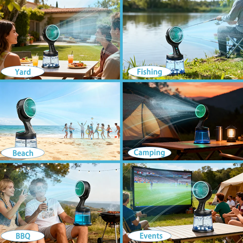 Portable Outdoor HotelHousehold Water Mist Fan EnergyEficient Oscillating Rechargeable DC 12V Floor Standing SmallAppliance - Image 6